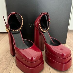 Versace Burgundy Platform Heels